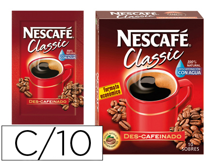 10 sobres de café Nescafé descafeinado monodosis 2g.